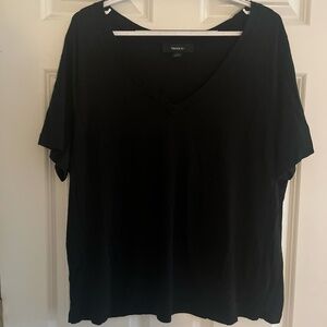 [2/$10 Deal] Forever 21 Plus Size Cotten Blend V-Neck Tee, Black, 3X